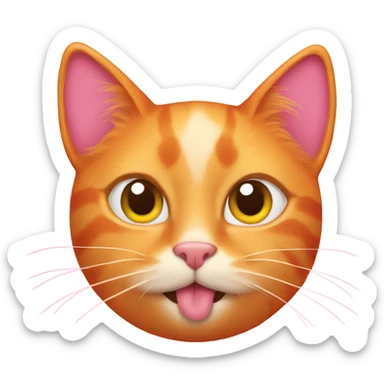 orange cat with pink hearts sticker