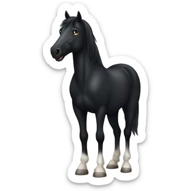 Black horse with with a white spot on the belly and leg sticker