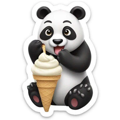 Panda eating ice cream sticker