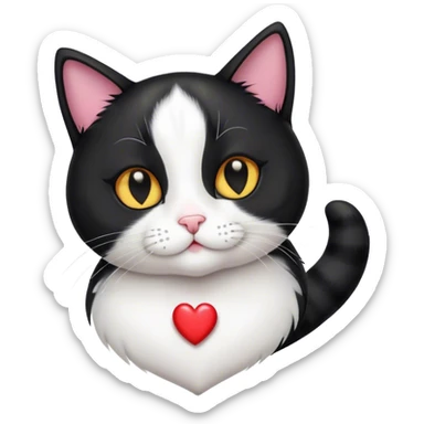 Tuxedo cat with heart eyes sticker