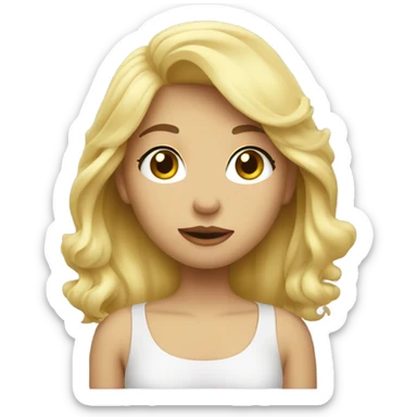 a girl with blonde hair blowing a kiss sticker