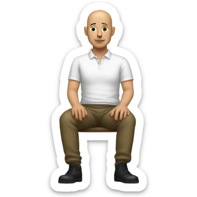 Bald man white sitting with legs crossed, effeminate  sticker