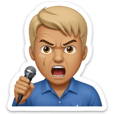 the male office manager yelling at her to stop with angry face while unpluggging her microphone cable standing up
 sticker