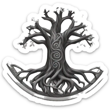 Black and white Viking style tree of Life  sticker