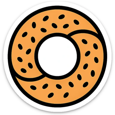 modern icon style simit bread, simple and recognizable, circular shape with sesame seeds, clean lines, minimal color palette sticker