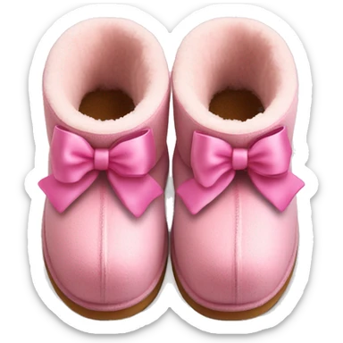 Pink ugg ankle high slippers with pink bows on the back  sticker