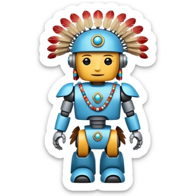 Full Robotic figure wearing native American regalia sticker