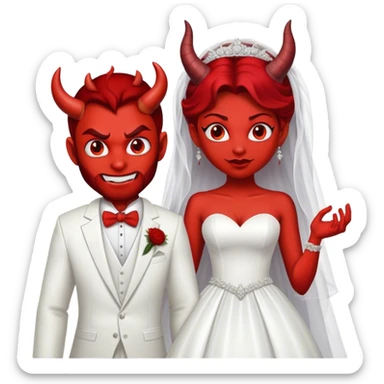 devil face male bride sticker