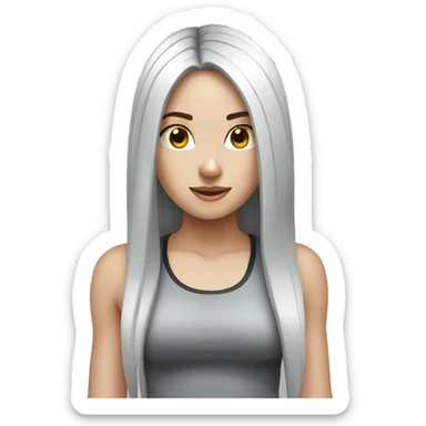 Pale girl with long black hair workout sticker