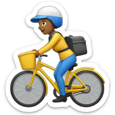 french female mail carrier on a yellow bike sticker