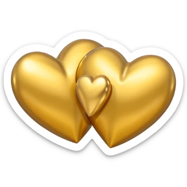 Two yellow gold hearts interlinked, metallic finish sticker