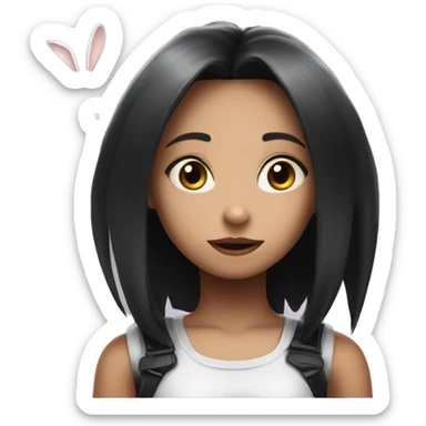 Girl looking like alita angel worrior looking like a cute bunny sticker