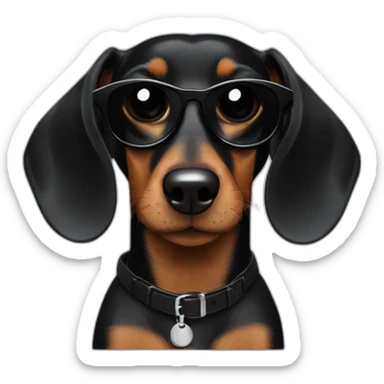 black dachshund in sunglasses close-up sticker