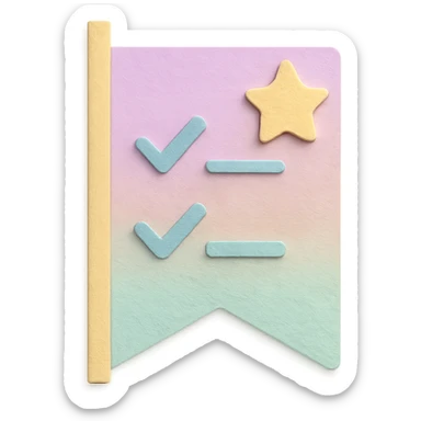 soft pastel kawaii checklist flag in soft pastel gradient with a star accent sticker