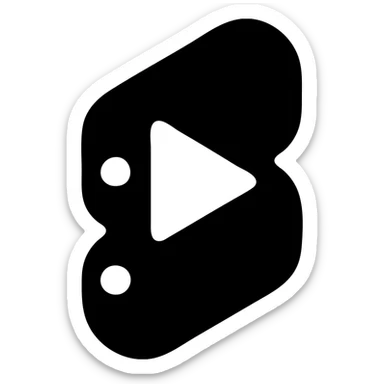 Modern minimalist logo inspired by YouTube Shorts but clearly distinct. Abstract red and white shapes on a white background. No text. Design a dynamic, playful symbol using rounded geometric forms, slightly resembling a play button or a film strip, but reimagined with a unique twist. Must look tech-oriented, simple, and brandable sticker