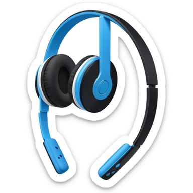 Black and blue and white headphones as seen from a side view profile wireless sticker
