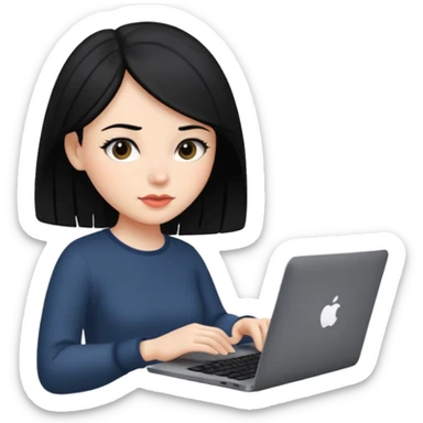 macbook black long hair beauty  sticker