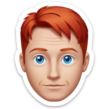 Dave Farrell with blue eyes, red hair sticker