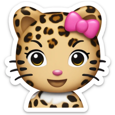 Hello kitty with leopard print sticker
