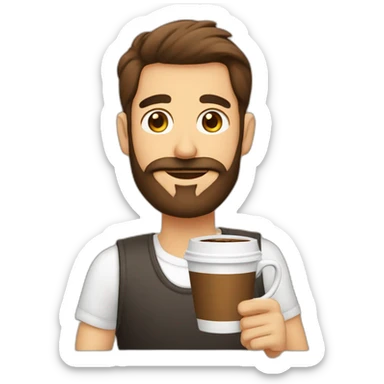 homem com barba com um copo café sticker