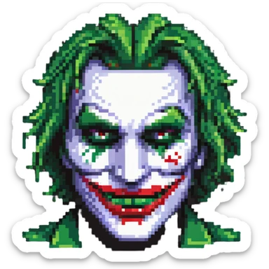 hacker with half red half green joker mask sticker