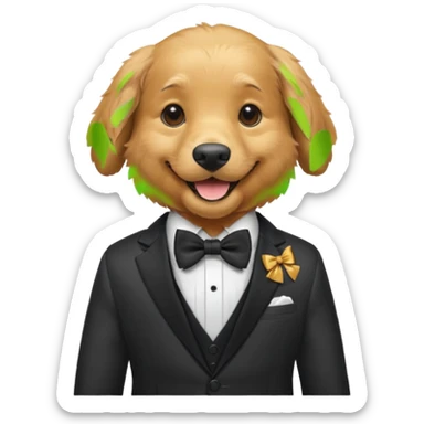 dog with bow in suit. sticker