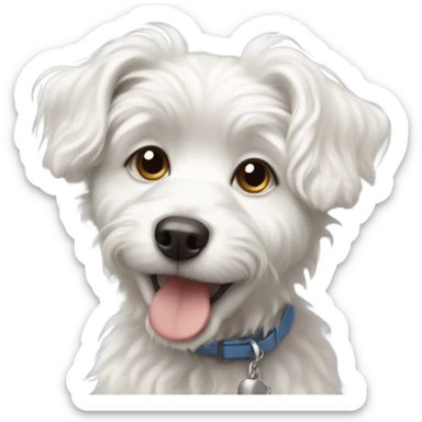 Little white dog with curly hair and big puppy eyes sticker