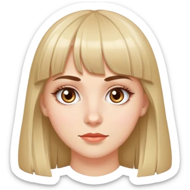 White girl with bangs and hazel eyes sticker