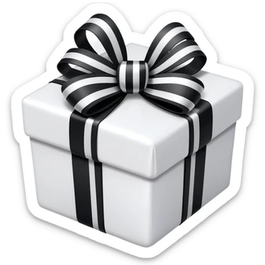 a gift with a bow on top with black lines and everything else is white sticker