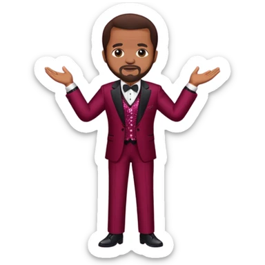 Berry Gordy with dark brown hair, maroon sequin outfit  sticker