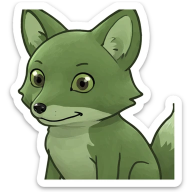 baby fox looking surprised in bufo frog meme style sticker