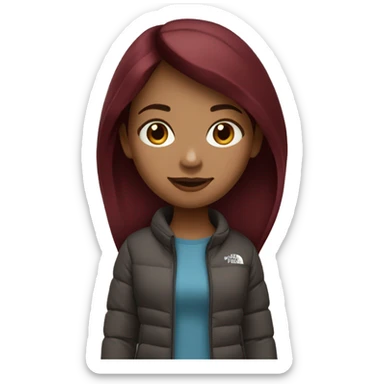 beautiful burgundy straight haired Girl wearing northface full body sticker
