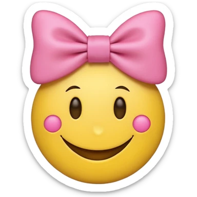 A smiley face with a little pink bow sticker