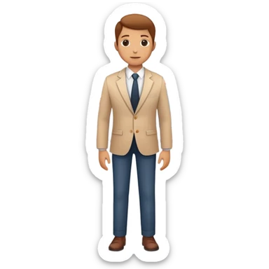 person presenting in front of a simple chart or graph, wearing a blazer and confident posture sticker