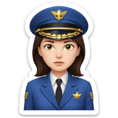 brunette woman captain white suit sticker