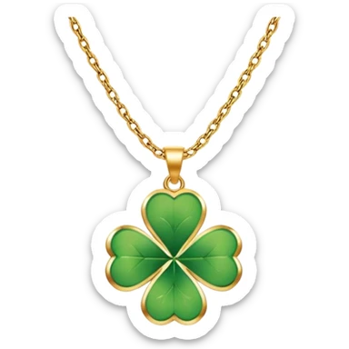 Lucky clover charm necklace – green four-leaf clover.
 sticker