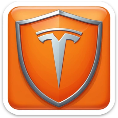 orange teslas logo shaped like a shield candy sticker