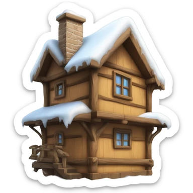 casa di legno con neve  sticker