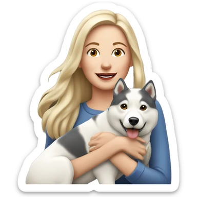 50 years old white girl with 3 huskies in the park  sticker