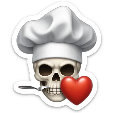 skull Chef's Kiss Pinched Finger heart sticker