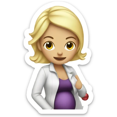 blonde pregnant woman at the Christmas tree sticker