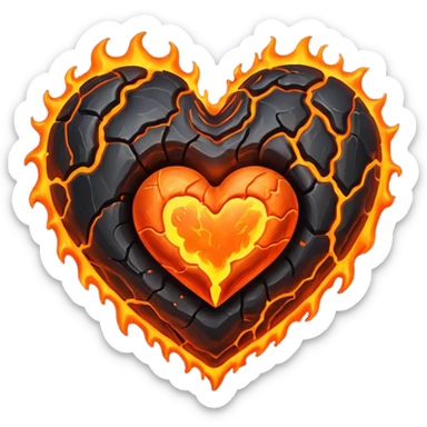 Molten lava magma heart sticker