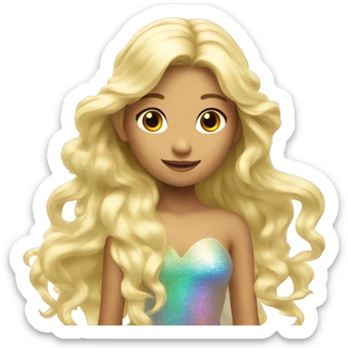 Iridescent fairy flying long hair blonde sticker