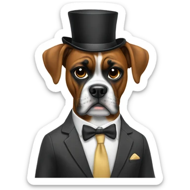 Boxer dog in a suit sticker