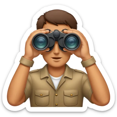 Man looking throug binoculars sticker