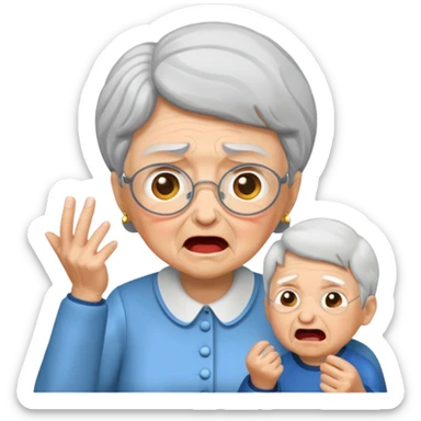 the grandma must be yelling at the boy  sticker