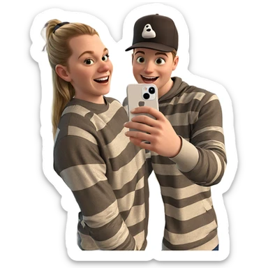 happy boy taking selfie sticker