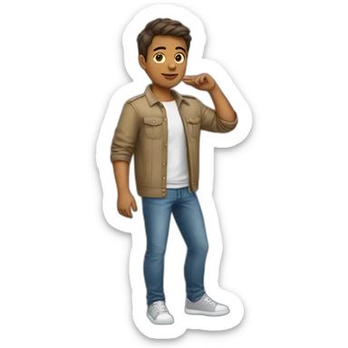 Young man casual outfit saluting sticker