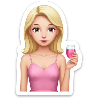 skinny blonde woman with pink dress whole body sticker