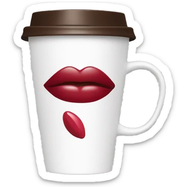 A coffee cup with a lipstick mark sticker